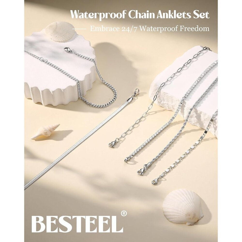 Fashionable 6pcs Stackable Anklets - Waterproof &… - image 5